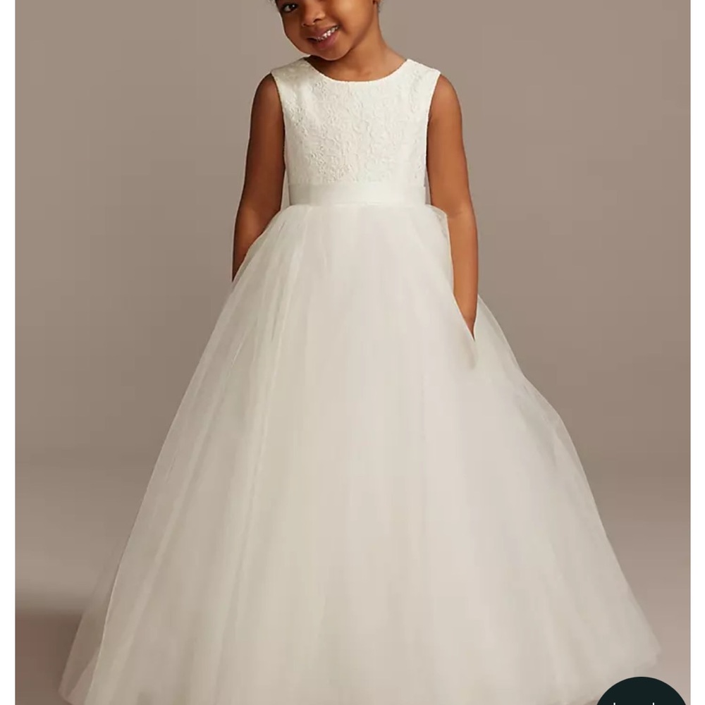 David's Bridal Cream Sleeveless Crew Neck Gown